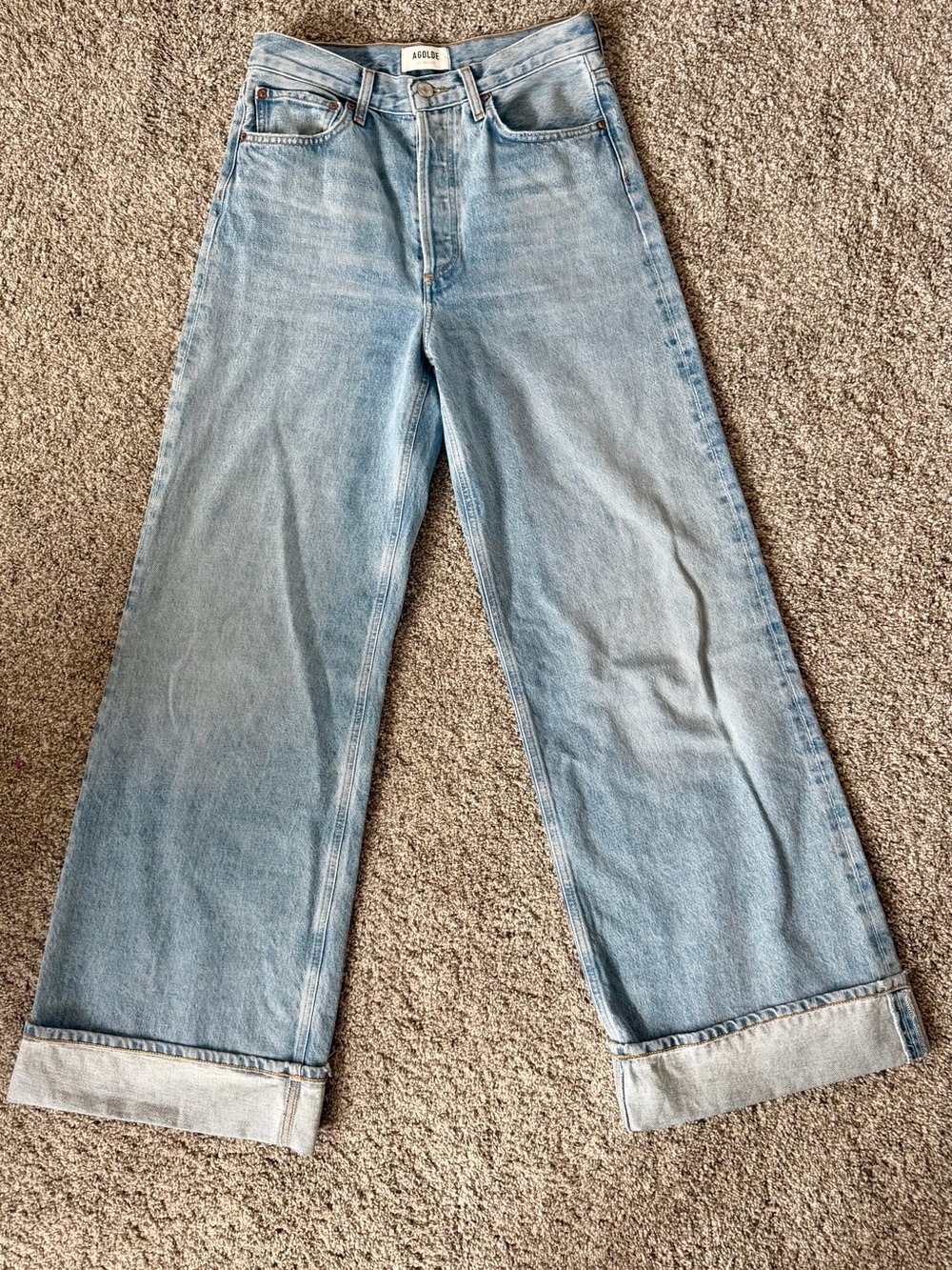 AGOLDE Dame High Rise Wide Leg Jeans Light Wash Size 26